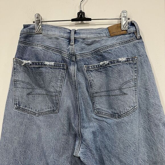 American Eagle Distressed Wide Leg Baggy Jeans Size 8 Regular - Picture 6 of 9